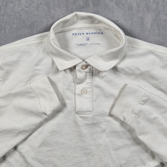 Peter Manning Other - Peter Manning Polo Shirt Mens 2 White Long Sleeve Pima Cotton Stretch Casual
